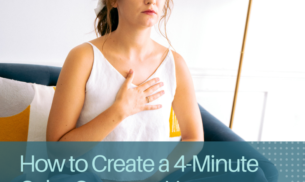 A small calm corner with soft light, plant, and calming essentials including 4Calm